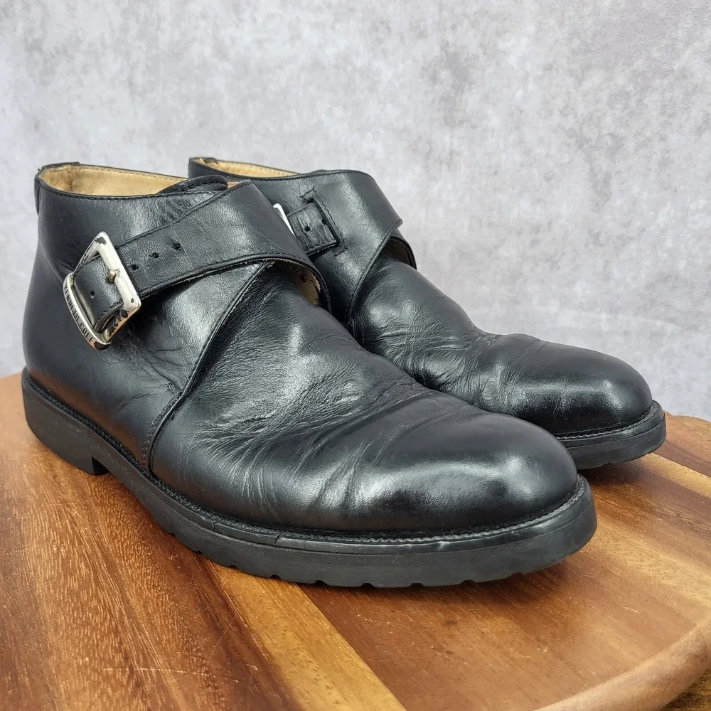 Kenneth Cole Boots Mens 7 Black Leather‎ Monk Strap Dress Shoes Italy Vtg 90s